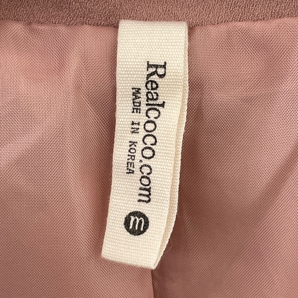 VTG Realcoco Blush Pink Mauve Open Front Blazer Jacket Trench Coat Medium - Picture 4 of 7